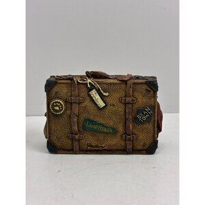 Vintage Boyds Bears Miniature Resin Suitcase Figurine With Travel Stickers & Det